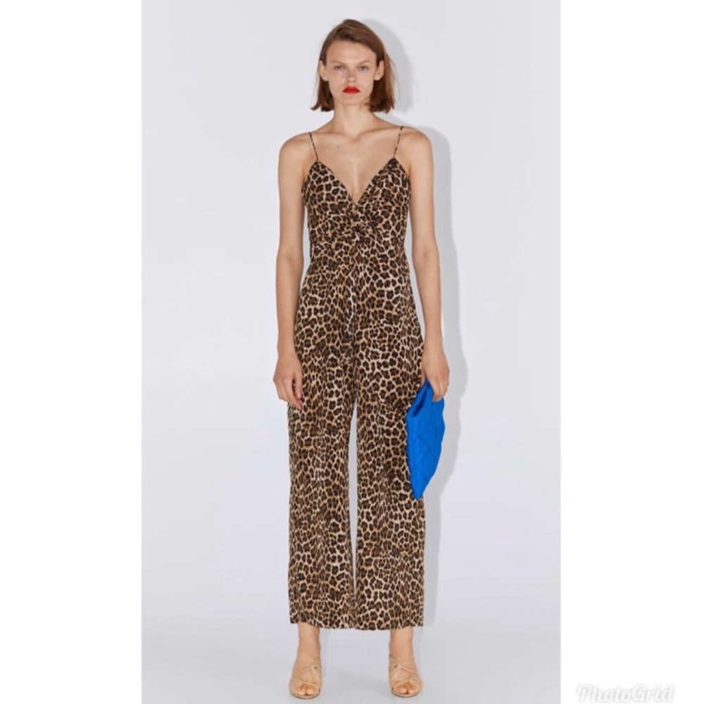 KNOTTED ANIMAL PRINT JUMPSUIT